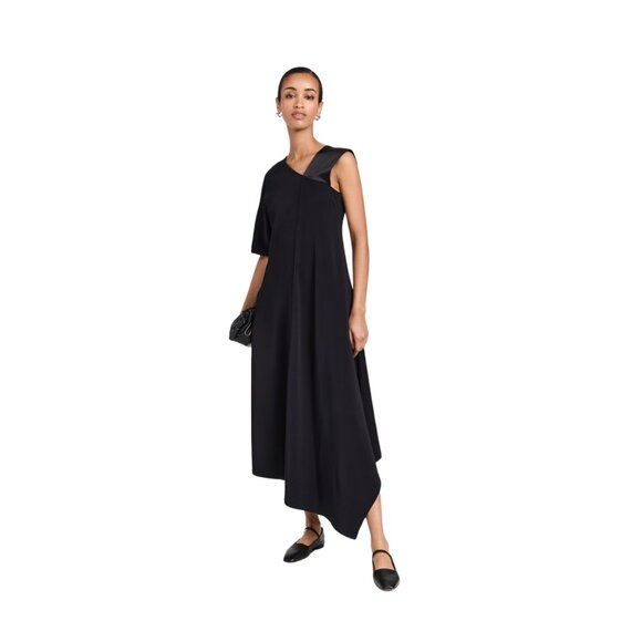 CO Collections Black Napkin Dress NWT – XS Asymmetrical Midi $1,095 Retail NWT - Picture 8 of 13